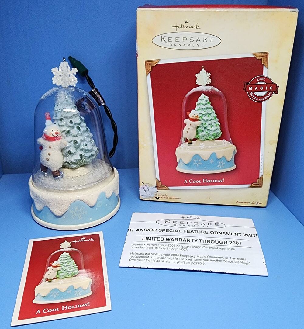 Hallmark Keepsake Ornament 2004 A Cool Holiday Light Motion Music Snowman Tree